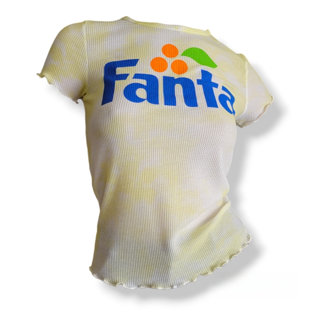 Fanta Yellow & White Tie Dye Shirt With Lettuce Edge Trim